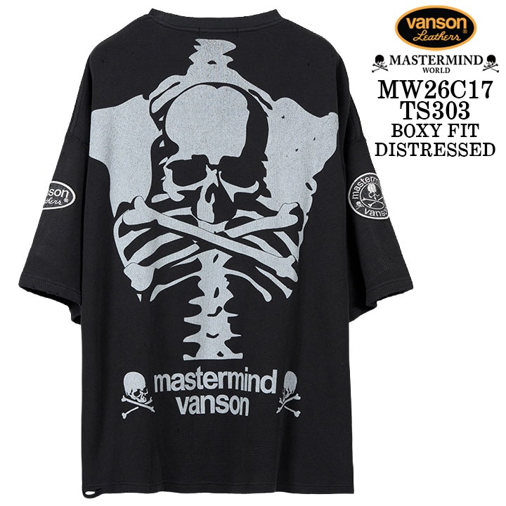 MASTERMIND VANSON Thermal S/S TEE DAMAGE [BOXY FIT] マスターマインド バンソン サーマル 半袖Tシャツ ダメージ加工 mw26c17-ts303
