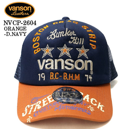 VANSON TWILL MESH CAP バンソン ツイル メッシュ キャップ 帽子 nvcp-2604