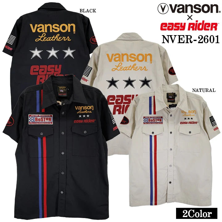 EASY RIDER VANSON TWILL S/S SHIRT イージーライダー バンソン コラボ ツイル 半袖シャツ nver-2604