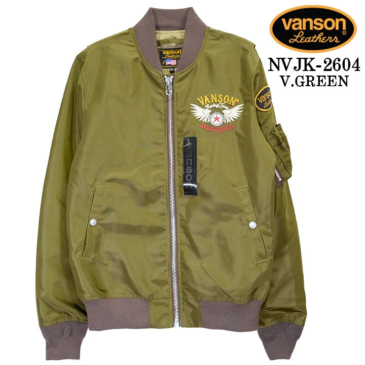 VANSON MA-1 FLIGHT JACKET バンソン ナイロン フライトジャケット 中綿無し nvjk-2604