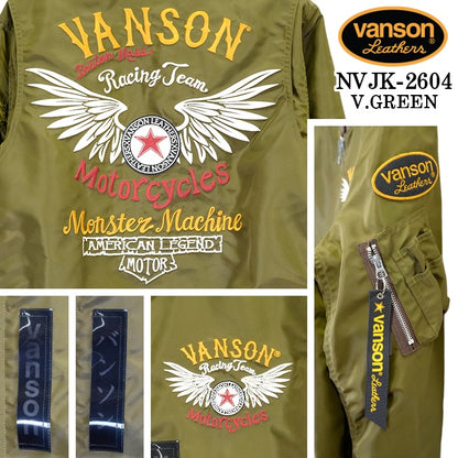 VANSON MA-1 FLIGHT JACKET バンソン ナイロン フライトジャケット 中綿無し nvjk-2604