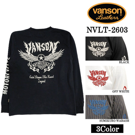 VANSON TEE L/S T-SHIRT バンソン 天竺 ロンT 長袖Tシャツ メンズ nvlt-2603