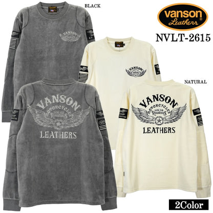 VANSON TEE VELOUR L/S T-SHIRT バンソン ベロア ロンT 長袖 Tシャツ メンズ nvlt-2615