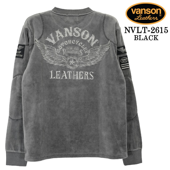 VANSON TEE VELOUR L/S T-SHIRT バンソン ベロア ロンT 長袖 Tシャツ メンズ nvlt-2615