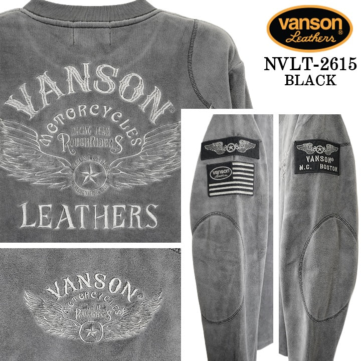 VANSON TEE VELOUR L/S T-SHIRT バンソン ベロア ロンT 長袖 Tシャツ メンズ nvlt-2615
