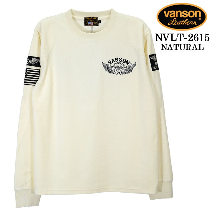 VANSON TEE VELOUR L/S T-SHIRT バンソン ベロア ロンT 長袖 Tシャツ メンズ nvlt-2615