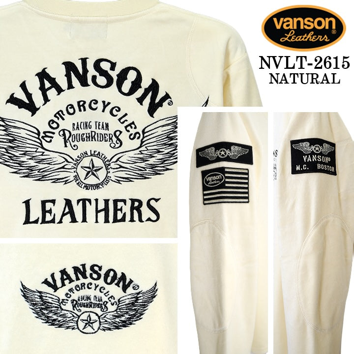 VANSON TEE VELOUR L/S T-SHIRT バンソン ベロア ロンT 長袖 Tシャツ メンズ nvlt-2615