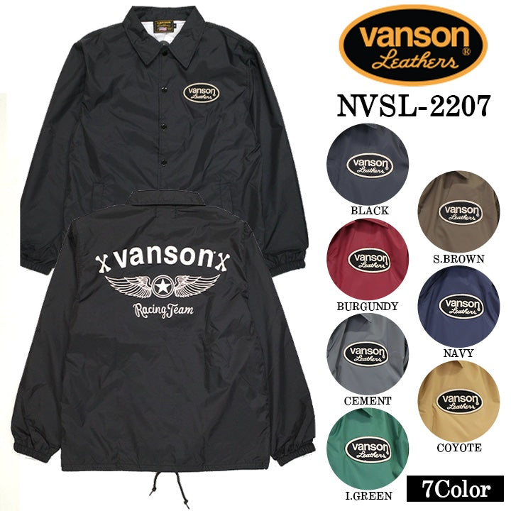 VANSON NYLON COACH JACKET STANDARD バンソン ナイロン コーチジャケット 定番 nvsl-2207