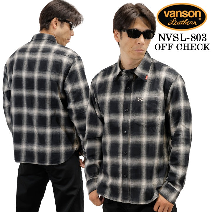 VANSON L/S SHIRT バンソン 長袖シャツ ワンポイント シャツ nvsl-803-r