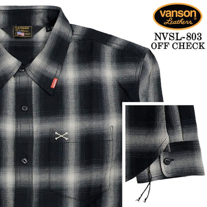 VANSON L/S SHIRT バンソン 長袖シャツ ワンポイント シャツ nvsl-803-r