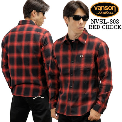 VANSON L/S SHIRT バンソン 長袖シャツ ワンポイント シャツ nvsl-803-r