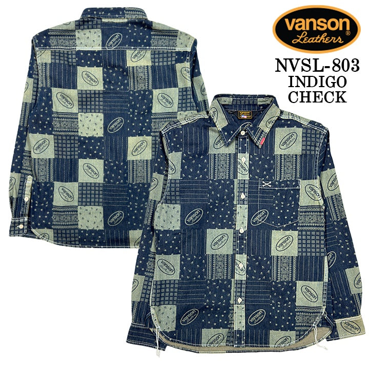 VANSON L/S SHIRT バンソン 長袖シャツ ワンポイント シャツ nvsl-803-r