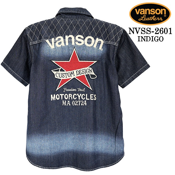 VANSON S/S DENIM SHIRT バンソン デニムシャツ 半袖シャツ nvss-2601