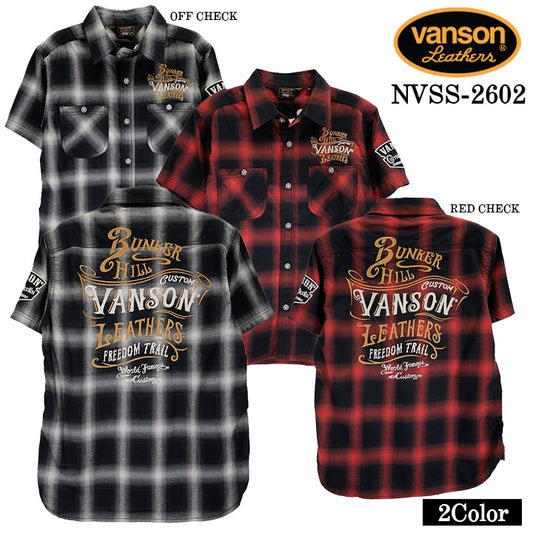 VANSON S/S CHECK SHIRT バンソン チェックシャツ 半袖シャツ nvss-2602