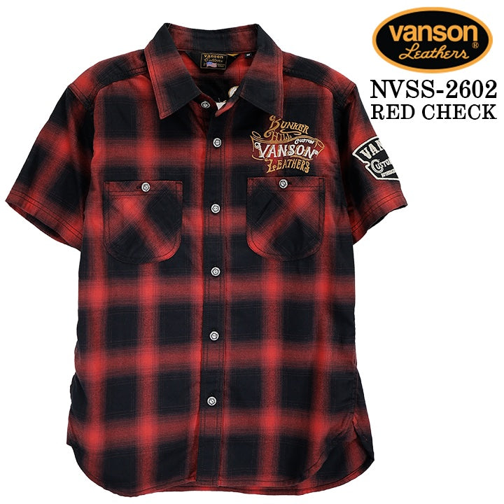 VANSON S/S CHECK SHIRT バンソン チェックシャツ 半袖シャツ nvss-2602