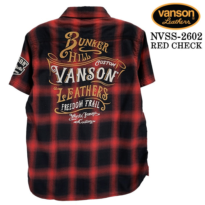 VANSON S/S CHECK SHIRT バンソン チェックシャツ 半袖シャツ nvss-2602