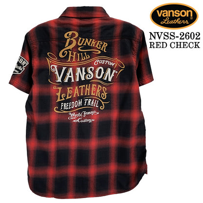 VANSON S/S CHECK SHIRT バンソン チェックシャツ 半袖シャツ nvss-2602
