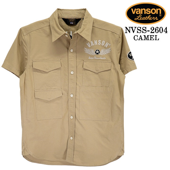 VANSON S/S SAFARI SHIRT バンソン サファリシャツ 半袖シャツ nvss-2604