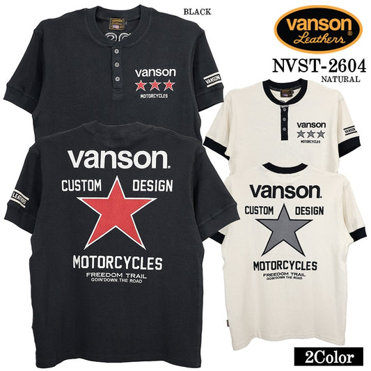 VANSON TEE THERMAL S/S HENLEY NECK T-SHIRT バンソン サーマル 半袖 ヘンリーネック Tシャツ nvst-2604