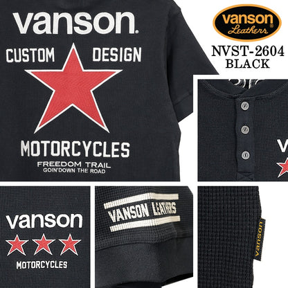 VANSON TEE THERMAL S/S HENLEY NECK T-SHIRT バンソン サーマル 半袖 ヘンリーネック Tシャツ nvst-2604
