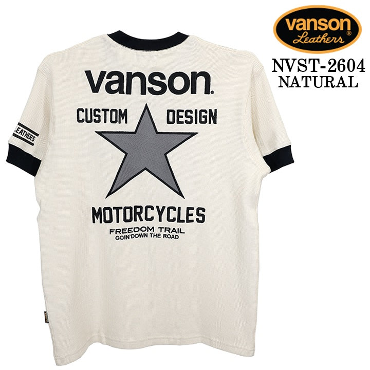 VANSON TEE THERMAL S/S HENLEY NECK T-SHIRT バンソン サーマル 半袖 ヘンリーネック Tシャツ nvst-2604