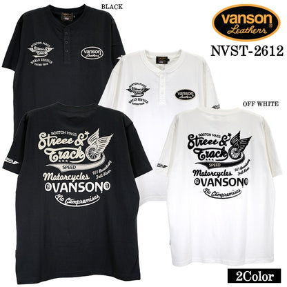 VANSON TEE S/S HENLEY NECK T-SHIRT バンソン 天竺 半袖 ヘンリーネック Tシャツ nvst-2612
