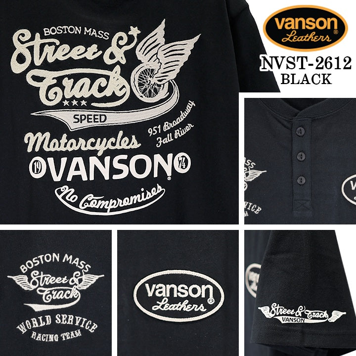 VANSON TEE S/S HENLEY NECK T-SHIRT バンソン 天竺 半袖 ヘンリーネック Tシャツ nvst-2612