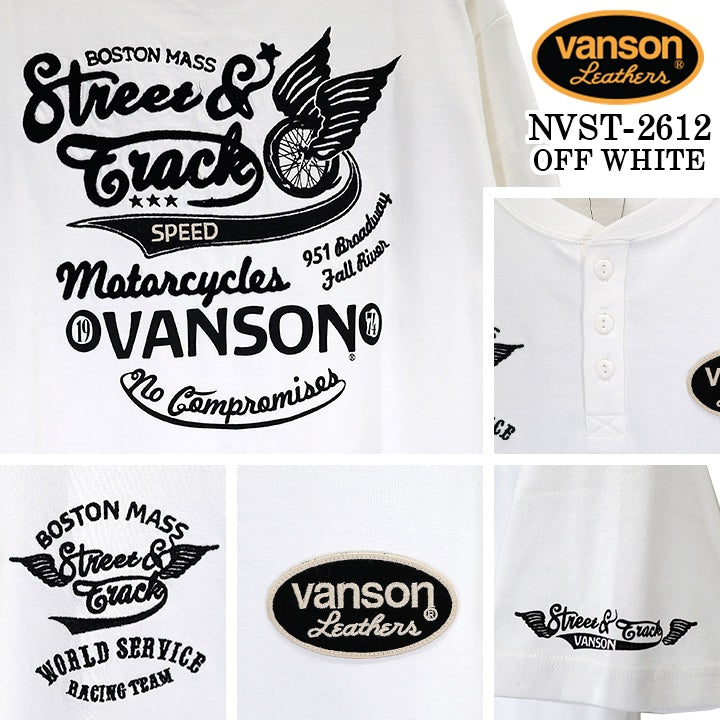 VANSON TEE S/S HENLEY NECK T-SHIRT バンソン 天竺 半袖 ヘンリーネック Tシャツ nvst-2612