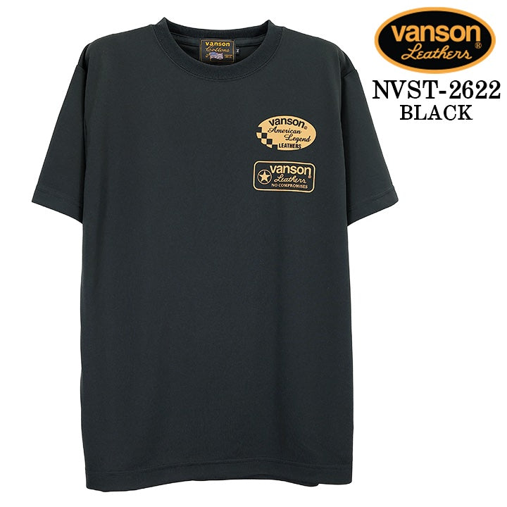 VANSON TEE DRY S/S T-SHIRT バンソン ドライ素材 半袖 Tシャツ 吸汗速乾 nvst-2622