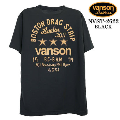 VANSON TEE DRY S/S T-SHIRT バンソン ドライ素材 半袖 Tシャツ 吸汗速乾 nvst-2622