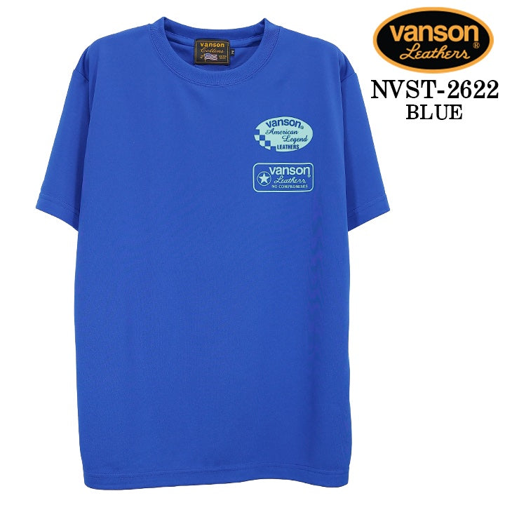 VANSON TEE DRY S/S T-SHIRT バンソン ドライ素材 半袖 Tシャツ 吸汗速乾 nvst-2622