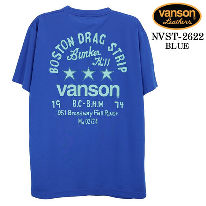 VANSON TEE DRY S/S T-SHIRT バンソン ドライ素材 半袖 Tシャツ 吸汗速乾 nvst-2622
