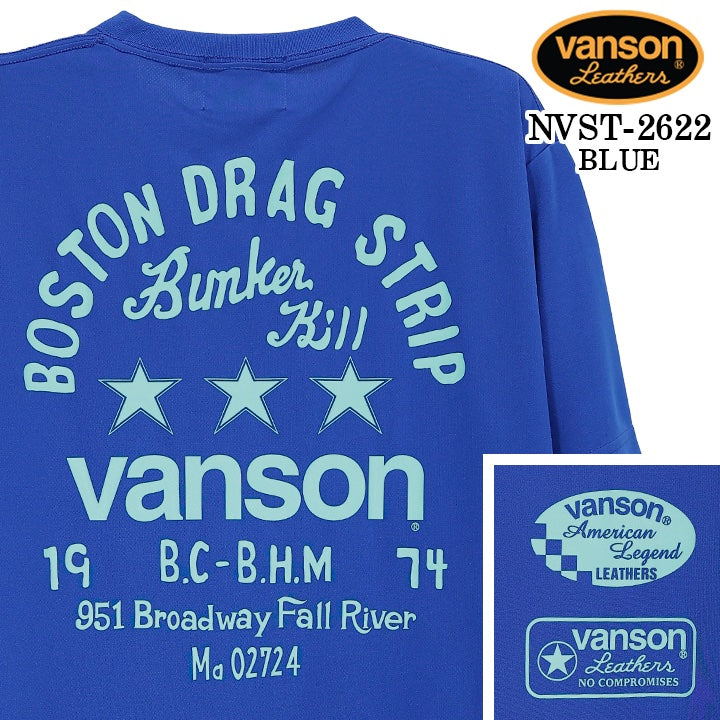 VANSON TEE DRY S/S T-SHIRT バンソン ドライ素材 半袖 Tシャツ 吸汗速乾 nvst-2622