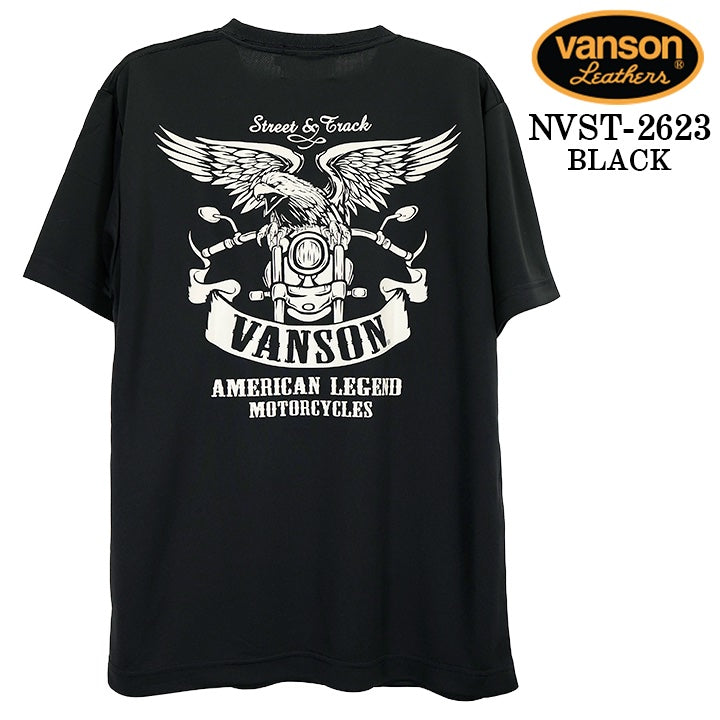 VANSON TEE DRY S/S T-SHIRT バンソン ドライ素材 半袖 Tシャツ 吸汗速乾 nvst-2623