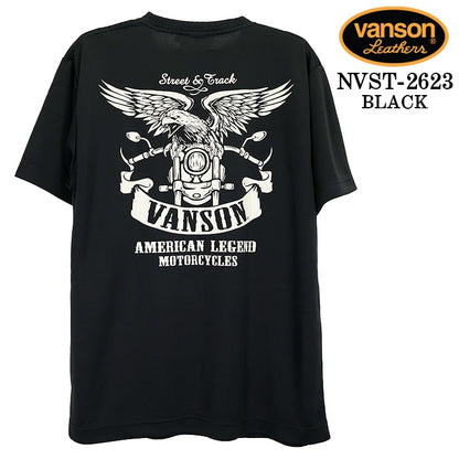 VANSON TEE DRY S/S T-SHIRT バンソン ドライ素材 半袖 Tシャツ 吸汗速乾 nvst-2623