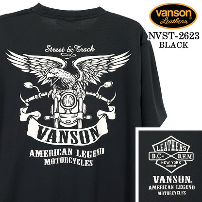 VANSON TEE DRY S/S T-SHIRT バンソン ドライ素材 半袖 Tシャツ 吸汗速乾 nvst-2623