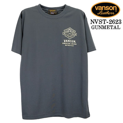 VANSON TEE DRY S/S T-SHIRT バンソン ドライ素材 半袖 Tシャツ 吸汗速乾 nvst-2623