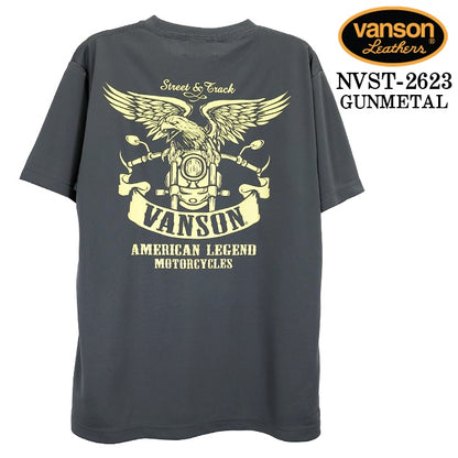 VANSON TEE DRY S/S T-SHIRT バンソン ドライ素材 半袖 Tシャツ 吸汗速乾 nvst-2623