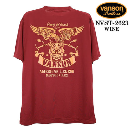 VANSON TEE DRY S/S T-SHIRT バンソン ドライ素材 半袖 Tシャツ 吸汗速乾 nvst-2623