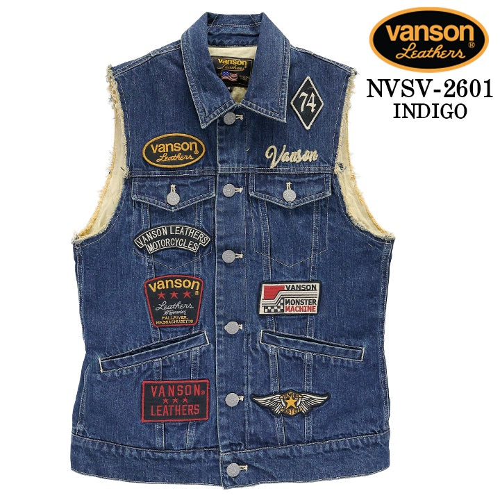 VANSON DENIM VEST PREMIUM バンソン デニム ベスト プレミアム nvsv-2601