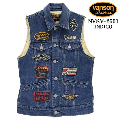 VANSON DENIM VEST PREMIUM バンソン デニム ベスト プレミアム nvsv-2601