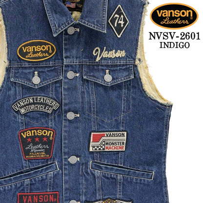 VANSON DENIM VEST PREMIUM バンソン デニム ベスト プレミアム nvsv-2601