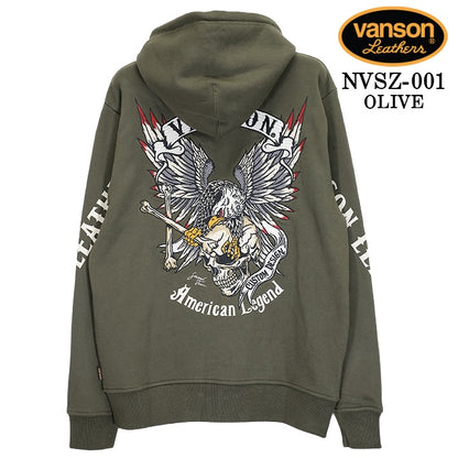 VANSON HOODIE F/Z PARKA STANDARD バンソン フーディ 裏毛 パーカー 定番 nvsz-001