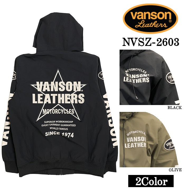 VANSON STRETCH NYLON PARKA HOODIE バンソン 三層ストレッチ パーカー nvsz-2603