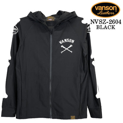 VANSON DRY RASH GUARD F/Z HOODIE バンソン ドライ ラッシュガード パーカー nvsz-2604