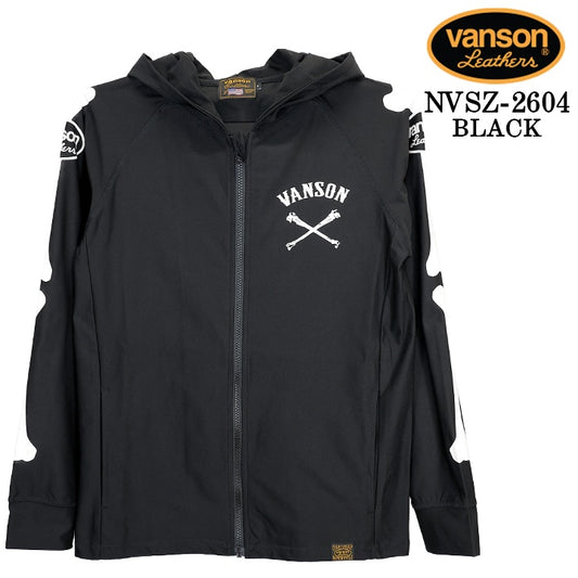 VANSON DRY RASH GUARD F/Z HOODIE バンソン ドライ ラッシュガード パーカー nvsz-2604