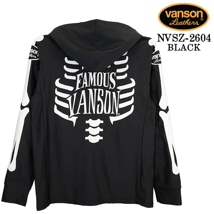 VANSON DRY RASH GUARD F/Z HOODIE バンソン ドライ ラッシュガード パーカー nvsz-2604