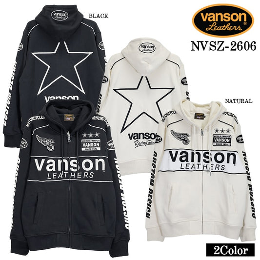 VANSON HOODIE F/Z PARKA バンソン フーディ 裏毛 パーカー スター nvsz-2606