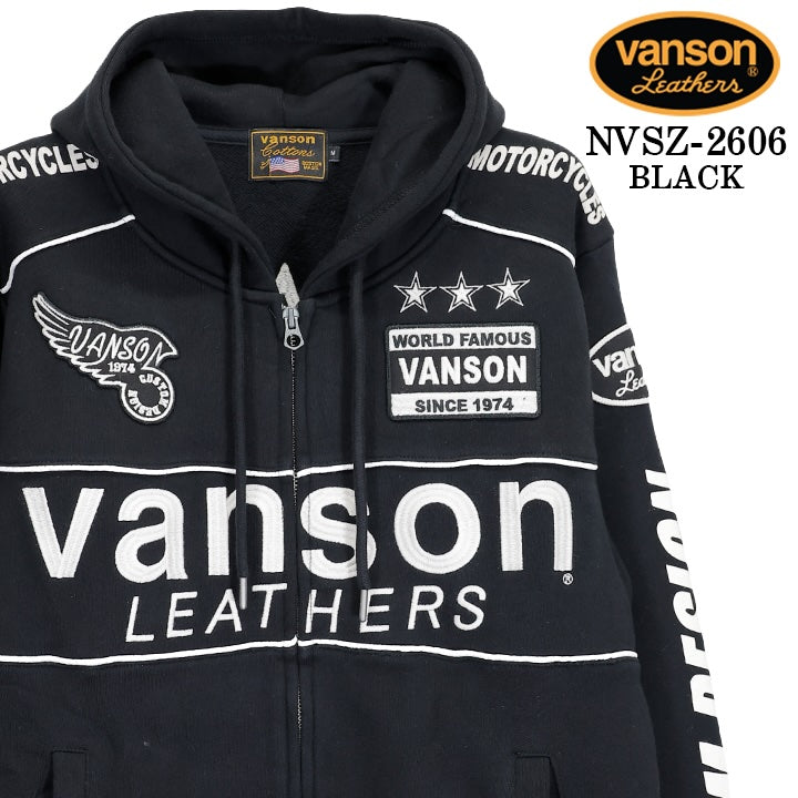 VANSON HOODIE F/Z PARKA バンソン フーディ 裏毛 パーカー スター nvsz-2606