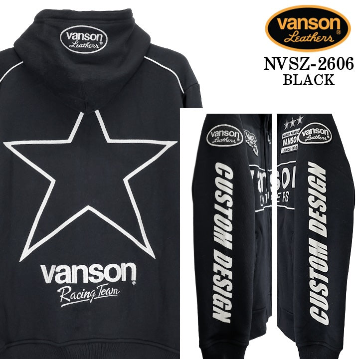 VANSON HOODIE F/Z PARKA バンソン フーディ 裏毛 パーカー スター nvsz-2606
